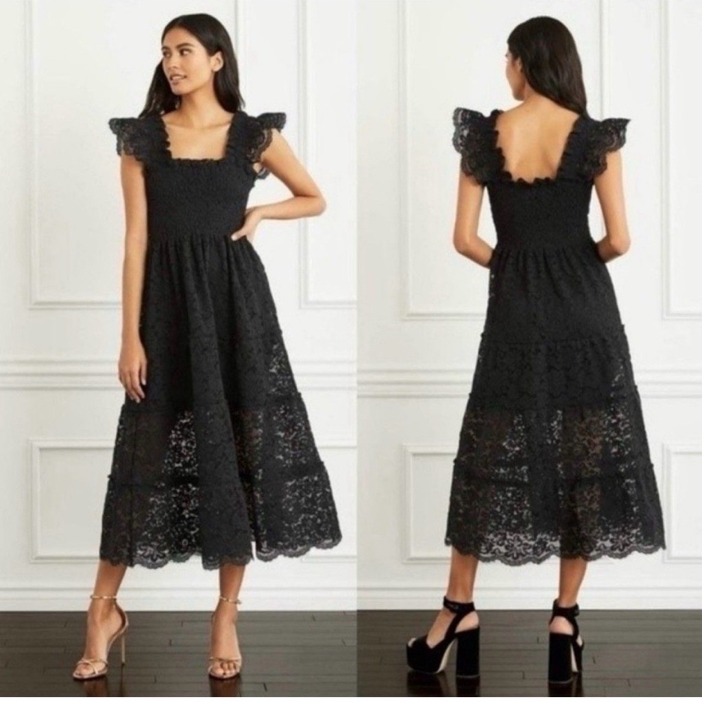 Nwt Hill House Collectors Edition Sexy Black Lace Maxi Dress